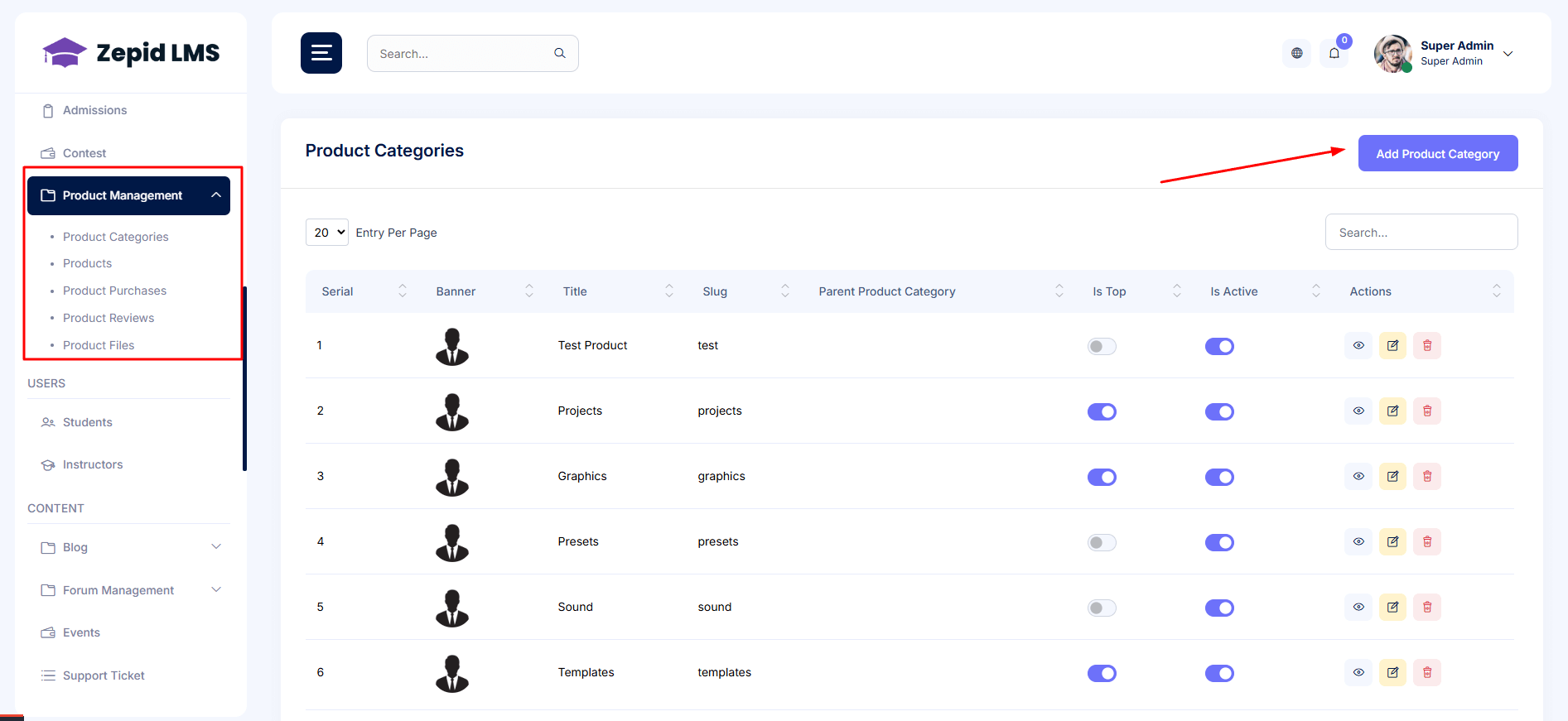 Dashboard screenshot