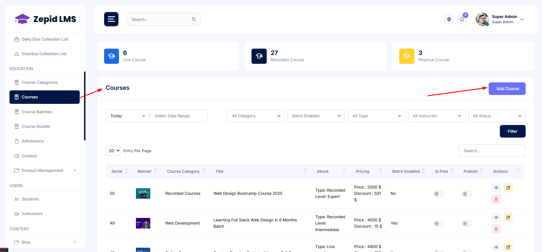 Dashboard screenshot