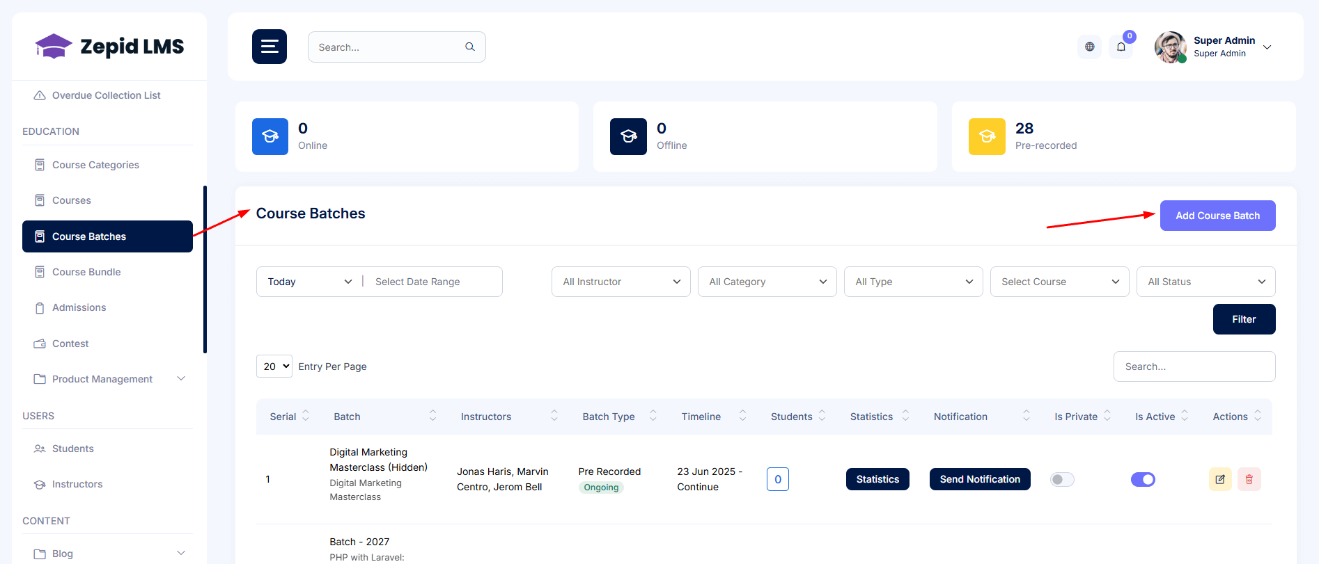 Dashboard screenshot