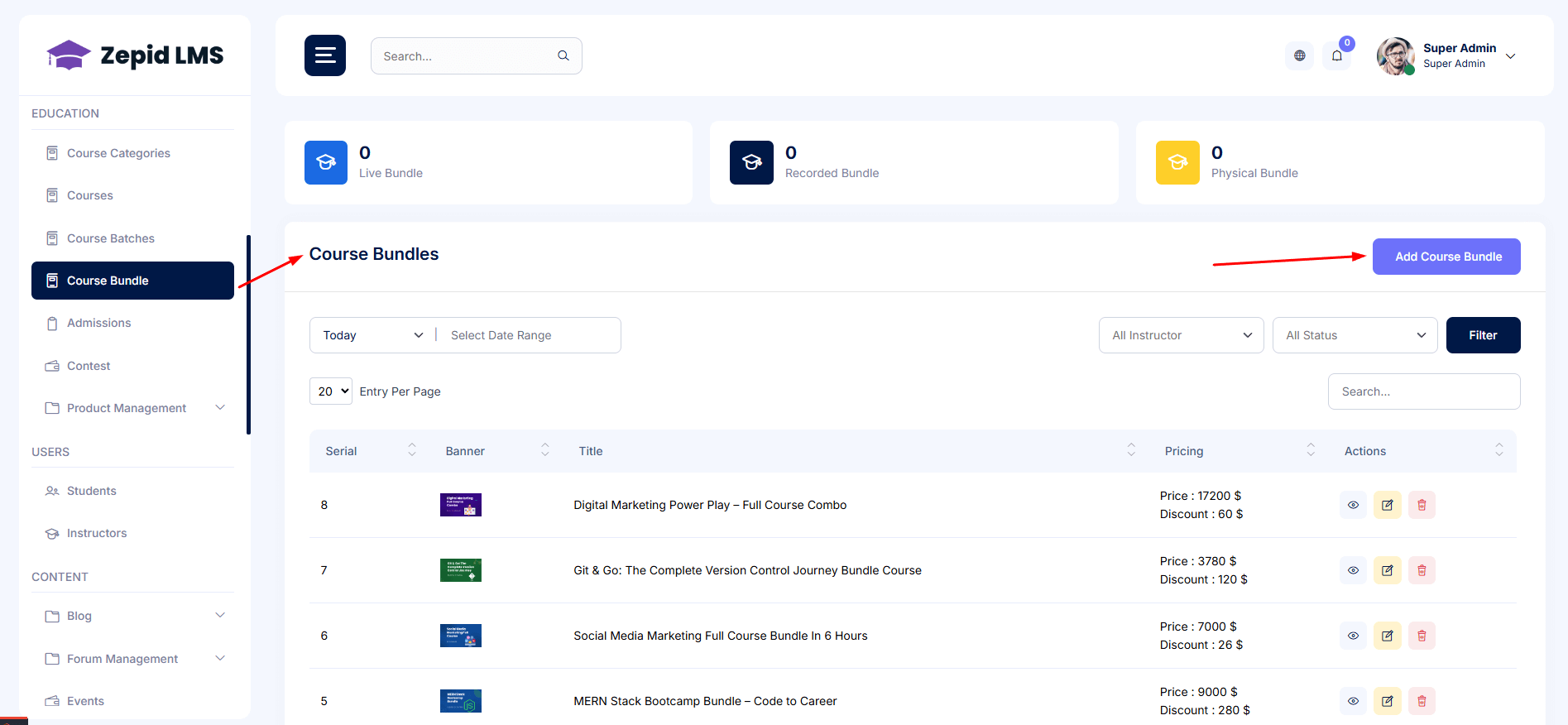Dashboard screenshot