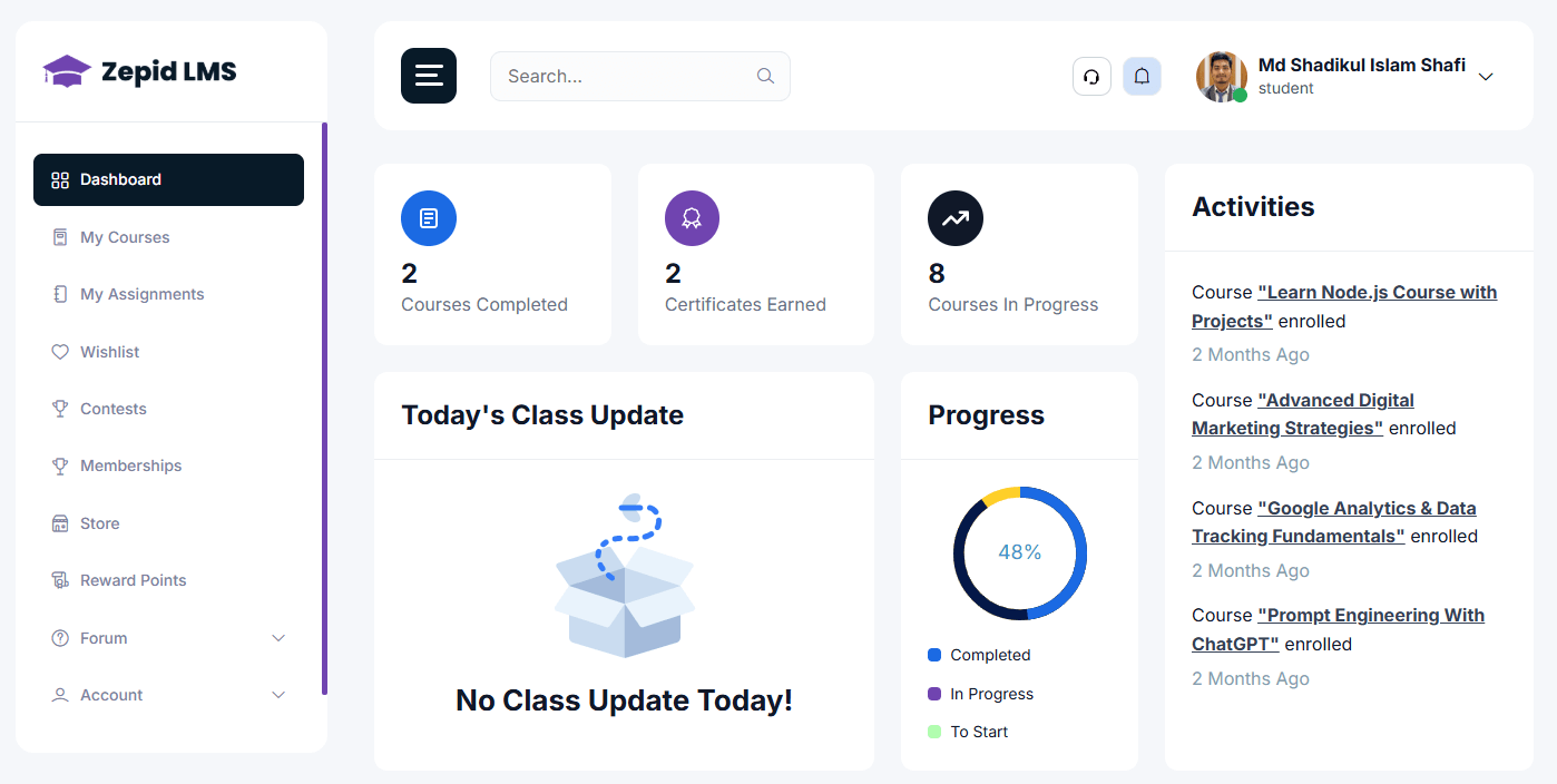 Dashboard screenshot