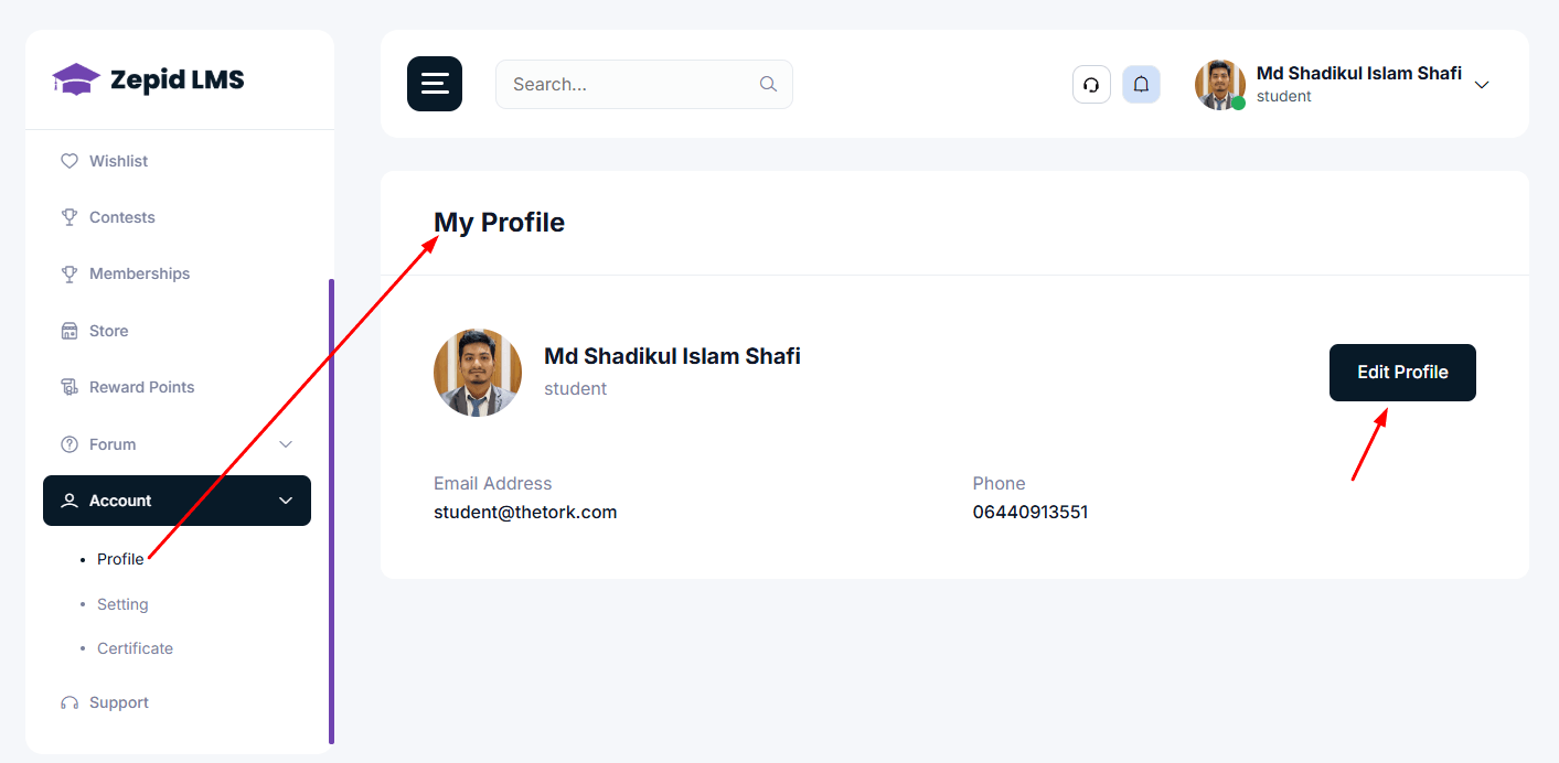 Dashboard screenshot