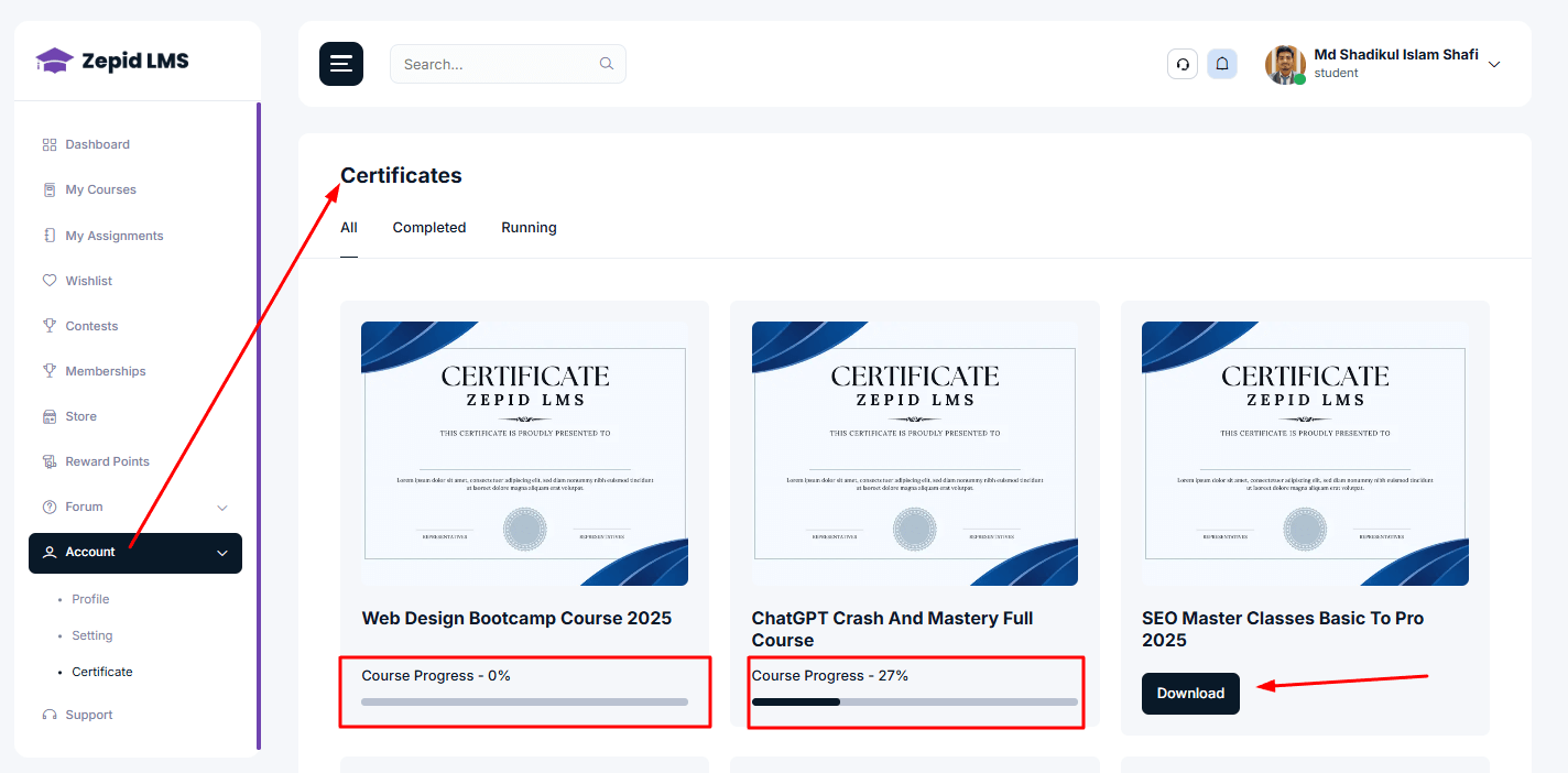 Dashboard screenshot