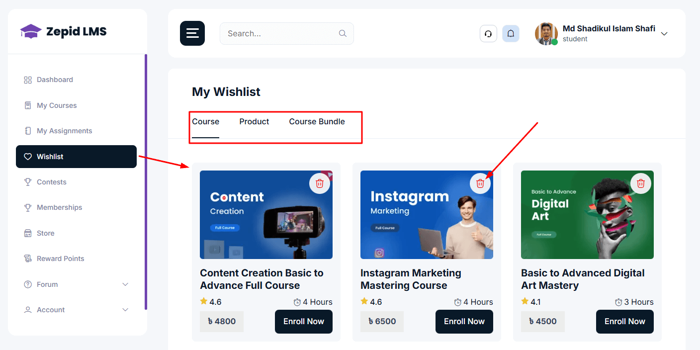 Dashboard screenshot