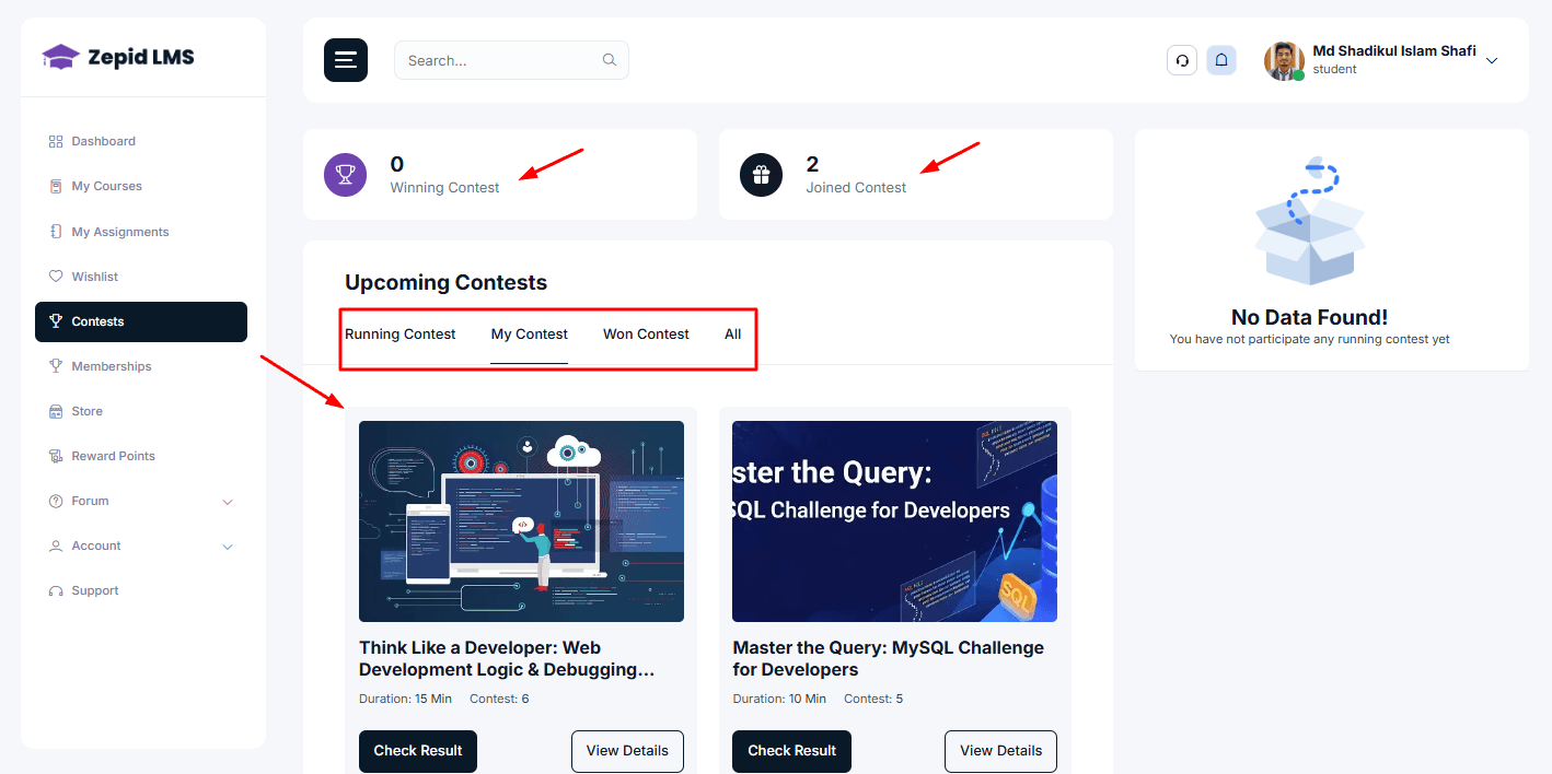 Dashboard screenshot