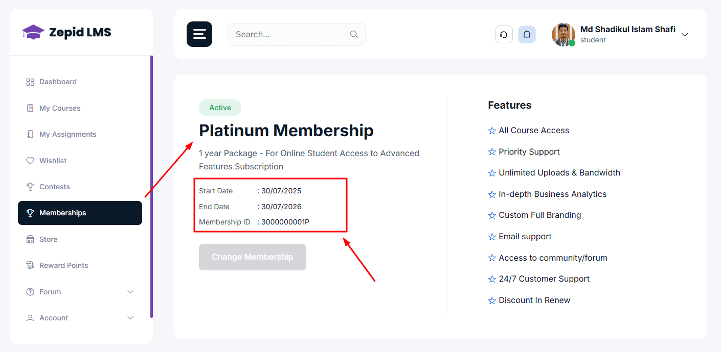 Dashboard screenshot