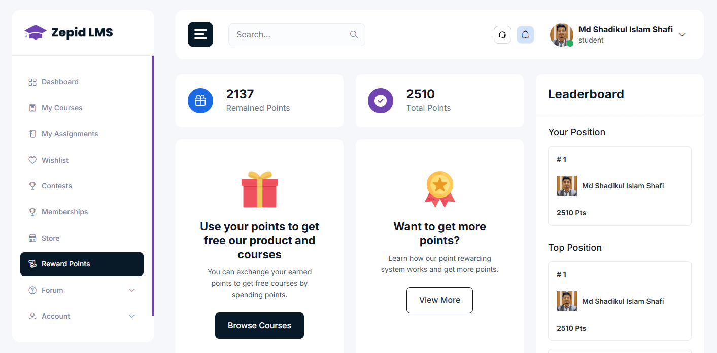 Dashboard screenshot