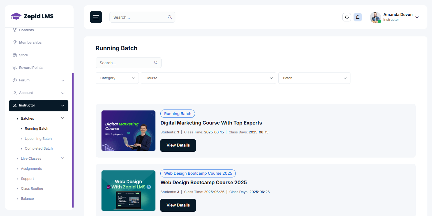 Dashboard screenshot