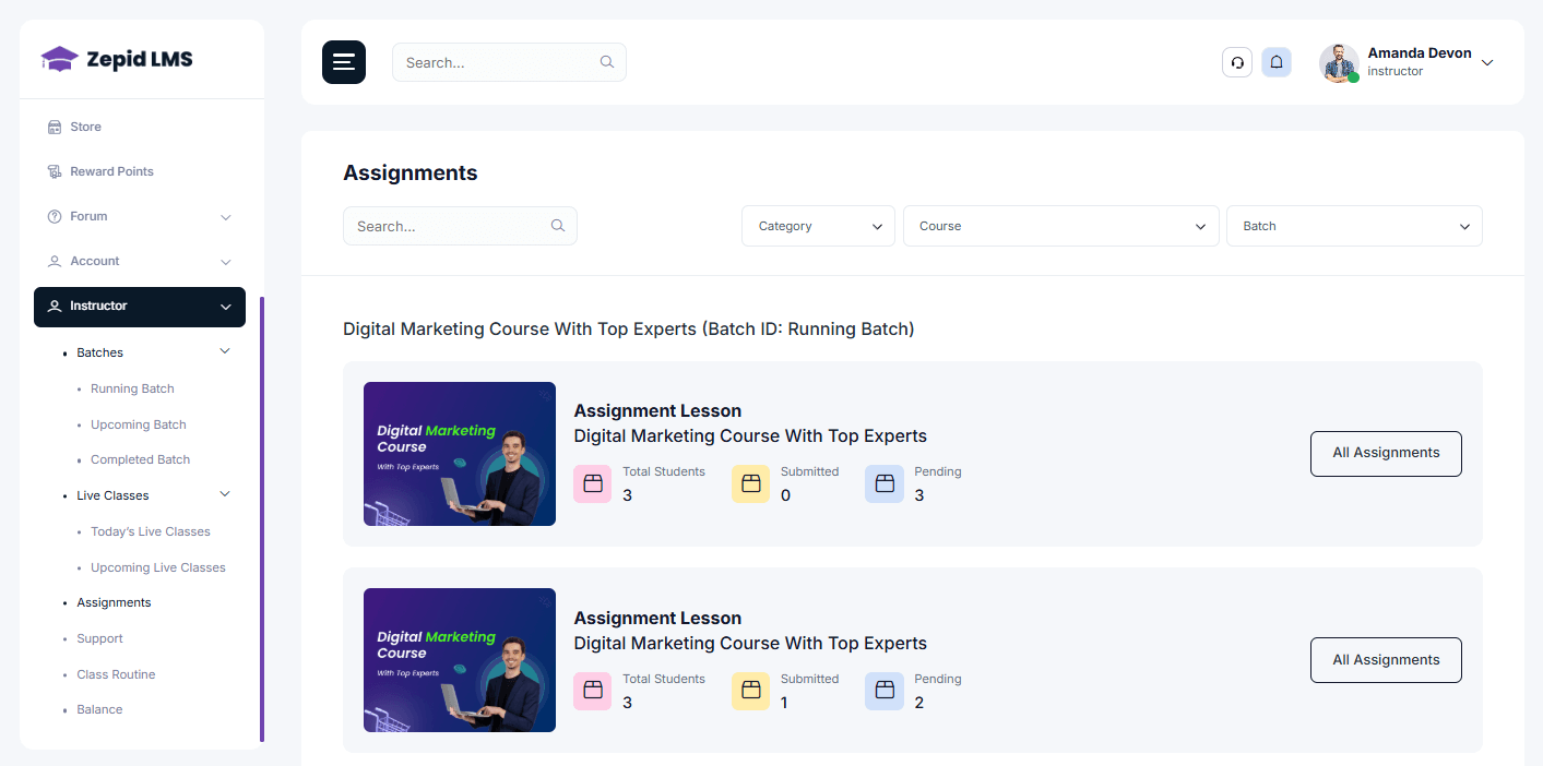 Dashboard screenshot