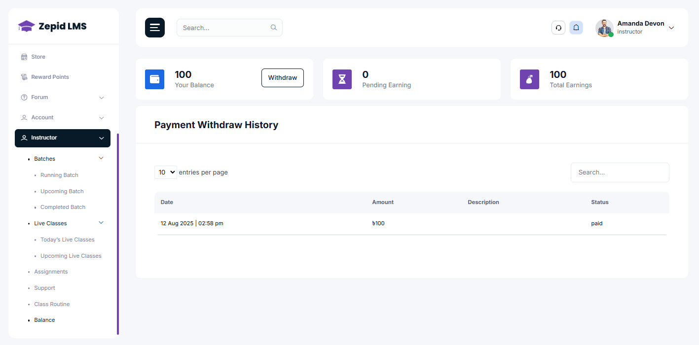 Dashboard screenshot